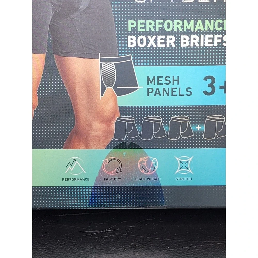 Spyder Performance Boxer Briefs Men's Large Green Blue Teal Red Black 4 Pack NIB